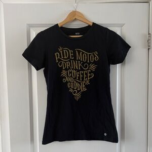 Black Graphic Tee with Gold Print